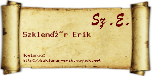 Szklenár Erik névjegykártya